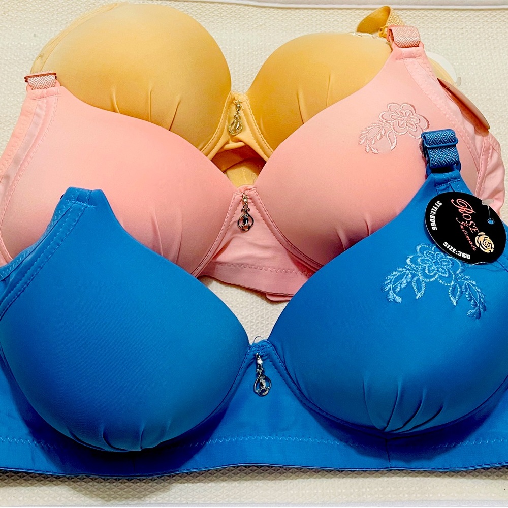 3-Rose 36D Bra Padded Wireless Adjustable Clasp  Popular Choice